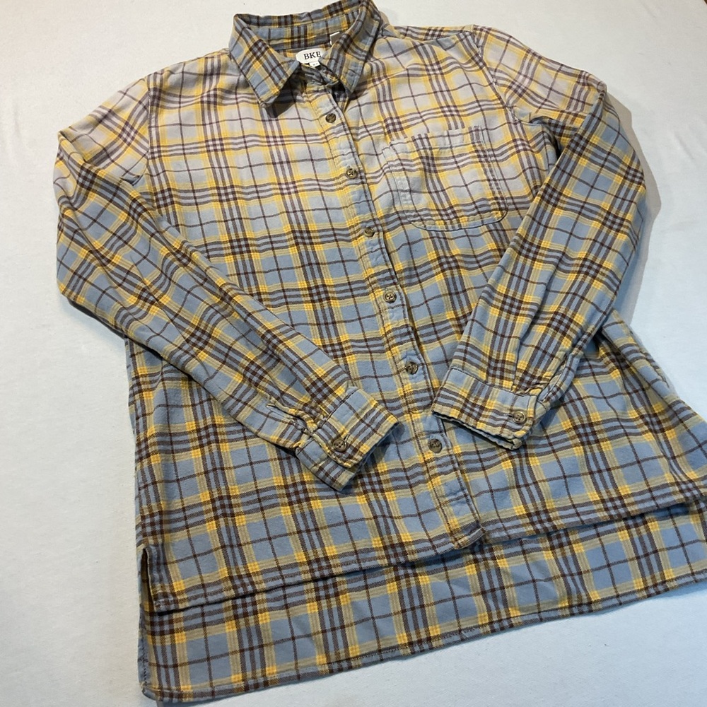BKE‎ Buckle Womens Yellow/Brown/Blue Flannel Long Sleeve Button Up, XS Country